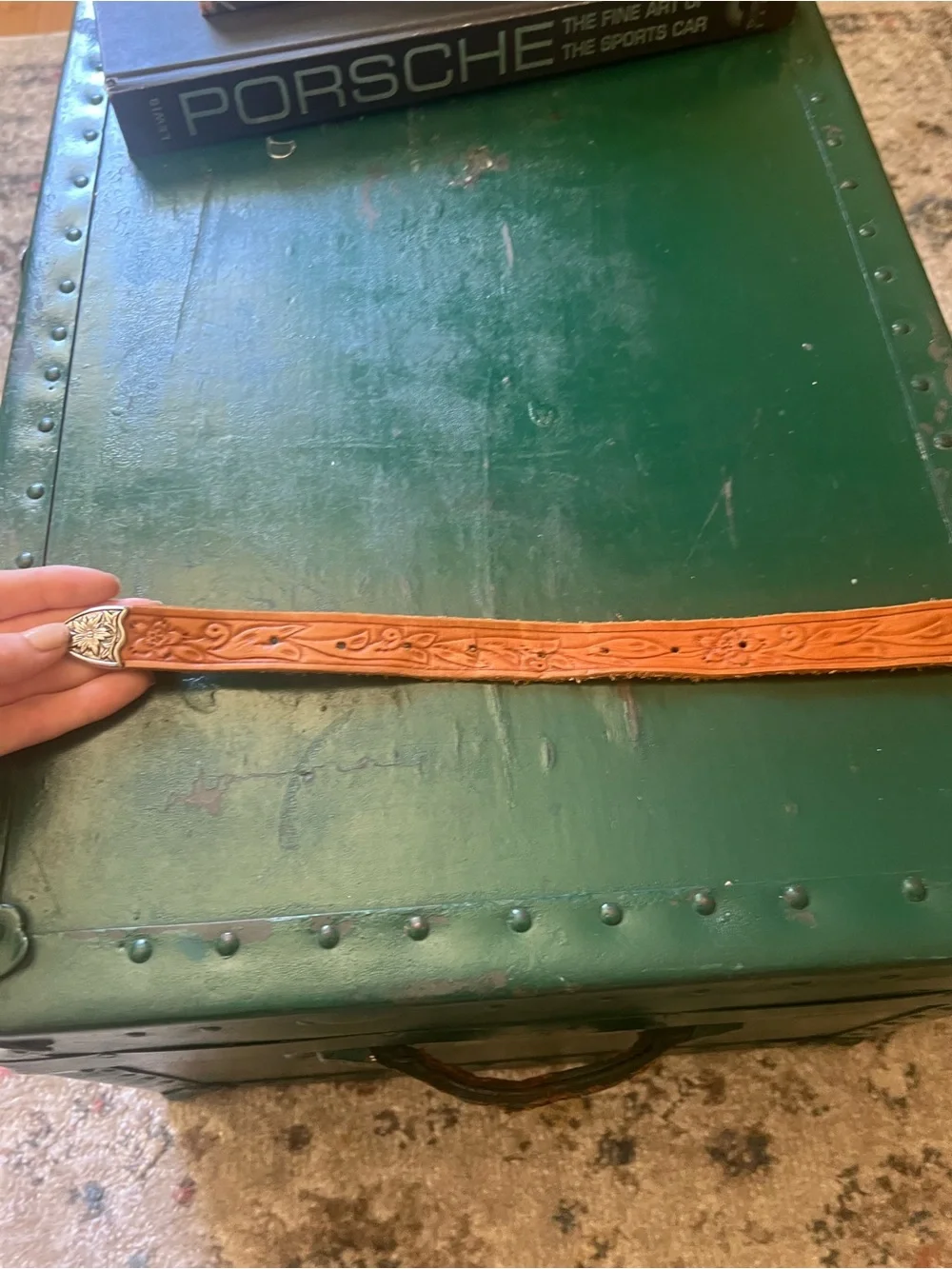 Spell Tan Leather western cowboy belt size Small medium